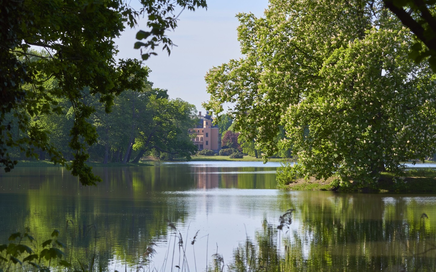 Blick über den Salzteich auf Schloss Altdöbern, Foto: Boris Aehnelt, Lizenz: Boris Aehnelt